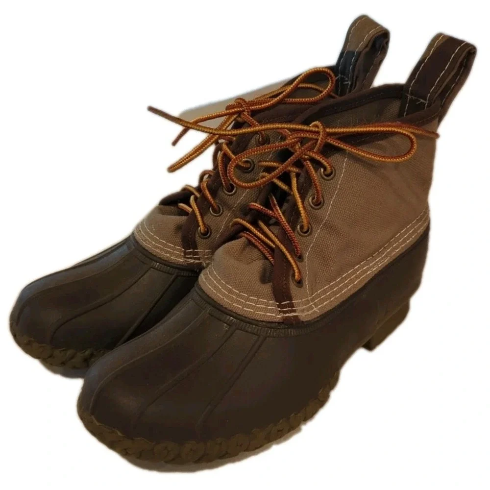 LL Bean Canvas Duck Boots Mens 7.5M Women's 9.5 Tan Camo Classic USA Limited Ed‎